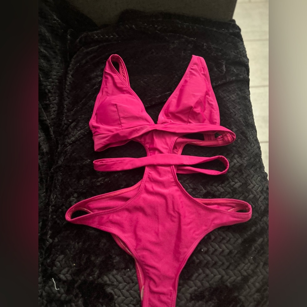 Hot Pink Cutout One-Piece Swimsuit